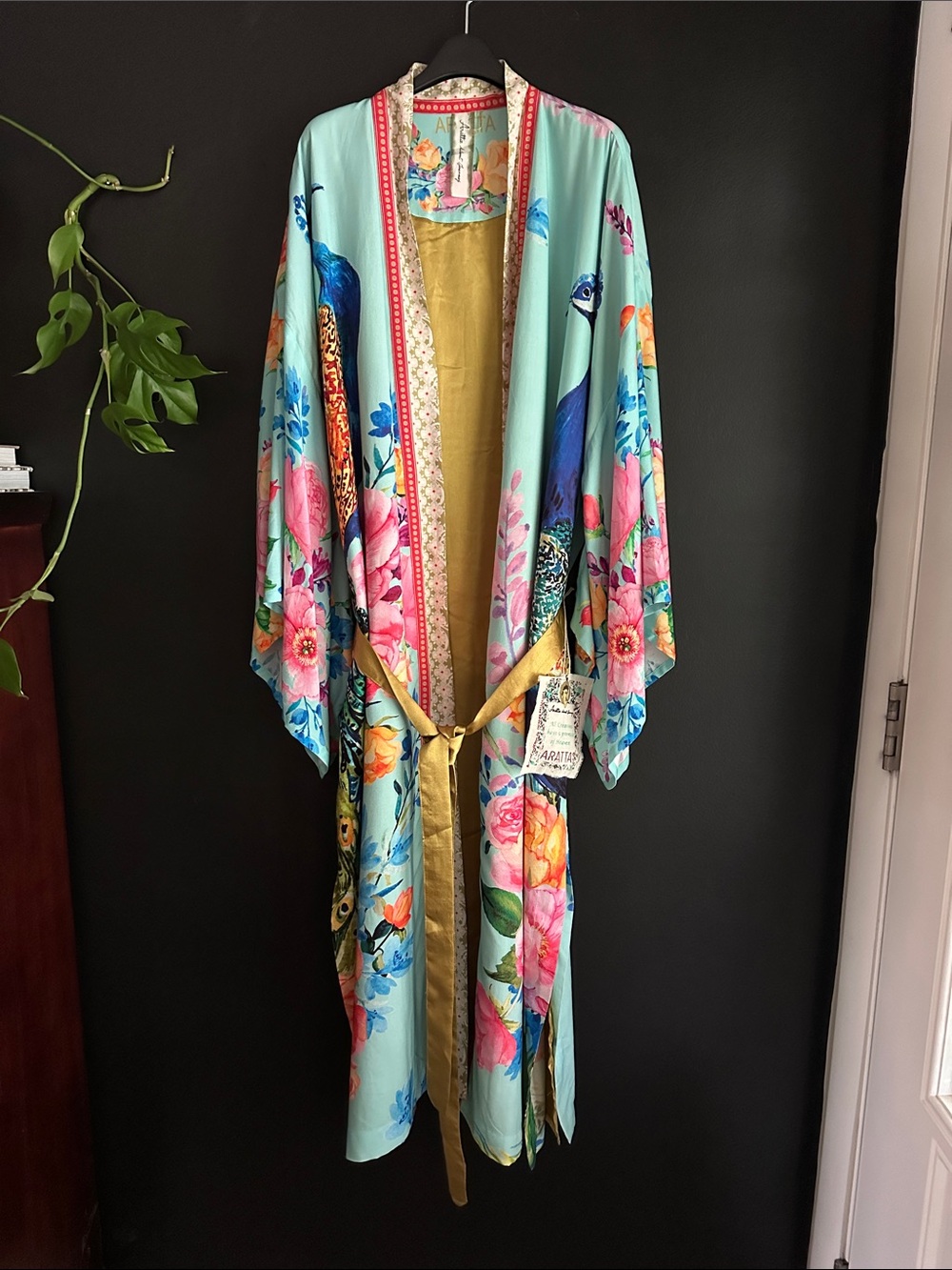 Aratta Blossom Fantasy Kimono in Aqua NWT